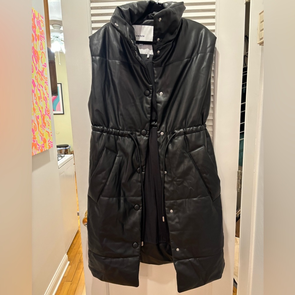 Proenza Schouler White Label Faux Black Leather Puffer Vest XS - Picture 6 of 9